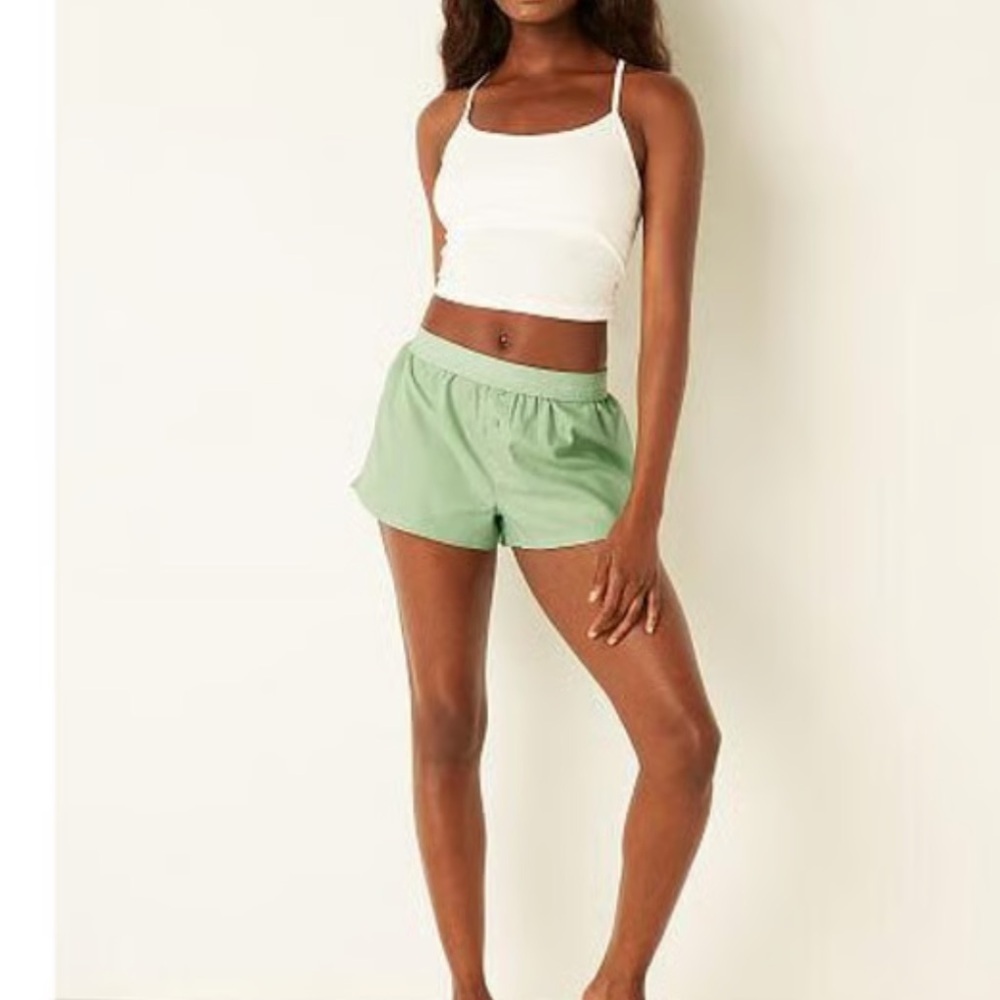 Pink Soft Jade Flannel Boxy Pajama Shorts - Picture 2 of 4